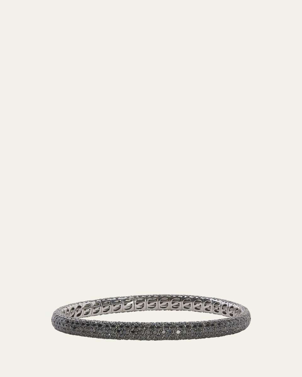 18K White Gold Pave Stretch Bracelet with Black Rhodium and Black Diamonds